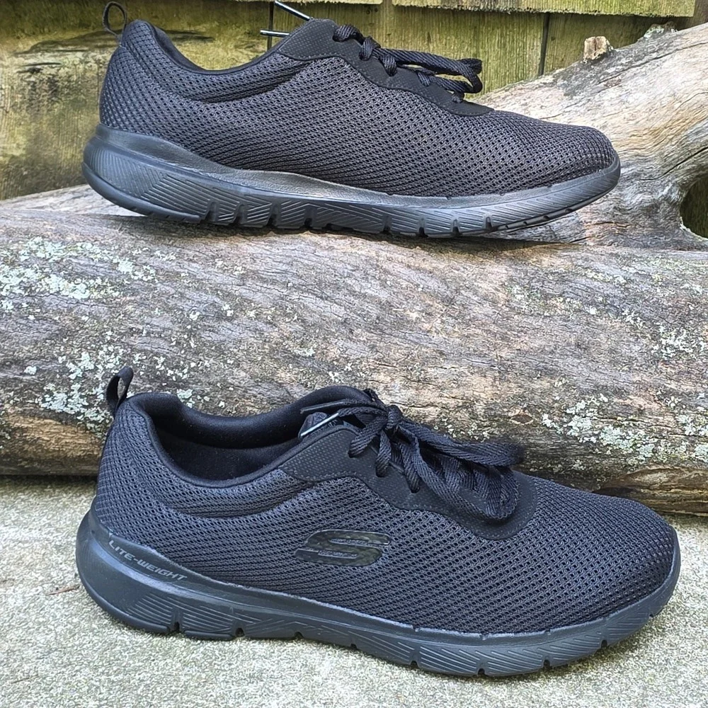 Skechers Flex Appeal Lite-weight Wide-fit US Size 9.5 13070W BBK